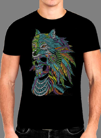 Playera neon lobo calavera azul – Bodega Outlet